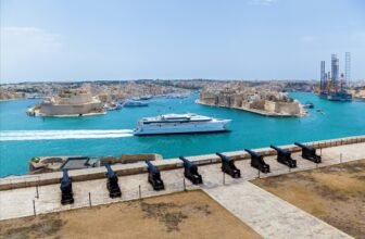 Ferry between Sicily and Malta in the port of Valletta