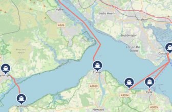 ferry to wight - map with the different ferry routes to Wight