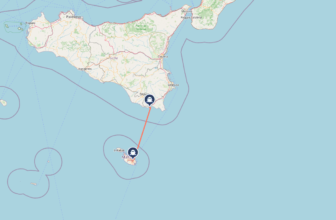 Route map for the Malta to Sicily ferry