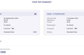 portsmouth caen ferry costs