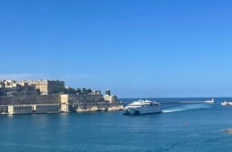 Ferry arriving in Maltese port of Valletta