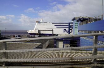 Pride of Hull ferry in the port of Hull.