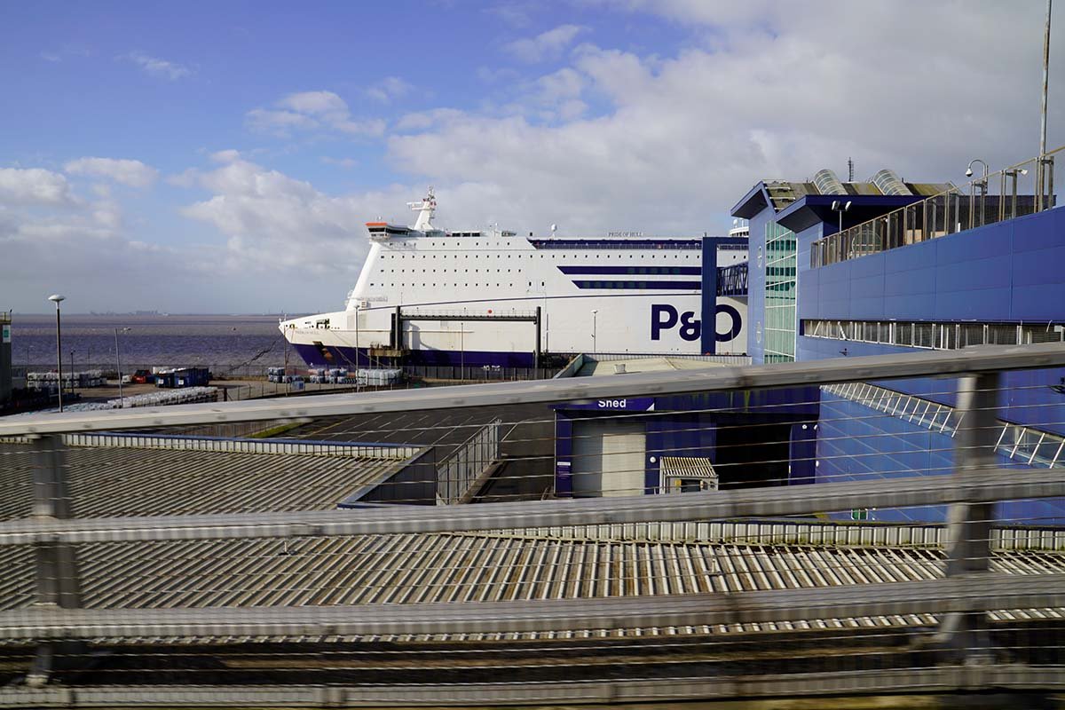 Pride of Hull ferry in the port of Hull.