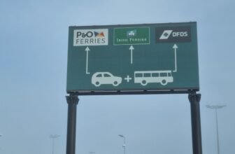 Road signage for the ferries: choose P&O, DFDS or Irish Ferries