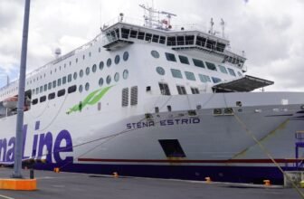 Stena Estrid on Holyhead Dublin ferry crossing route in the port of Dublin