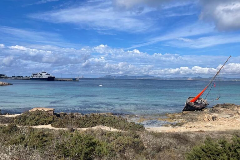 View on the ferry of Trasmapi in the port of Formentera