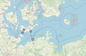 In this map you can see the crossings from Puttgarden to Rodby and Rostock to Gedser