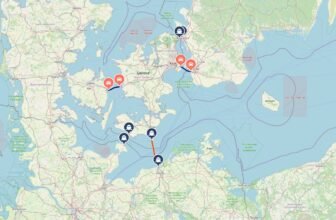 A map with Rostock-Gedser, Puttgarden-Rodby crossings + alternatives and combinations for a trip to Sweden via Denmark