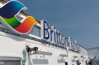 Brittany Ferries logo on Saint Malo ferry