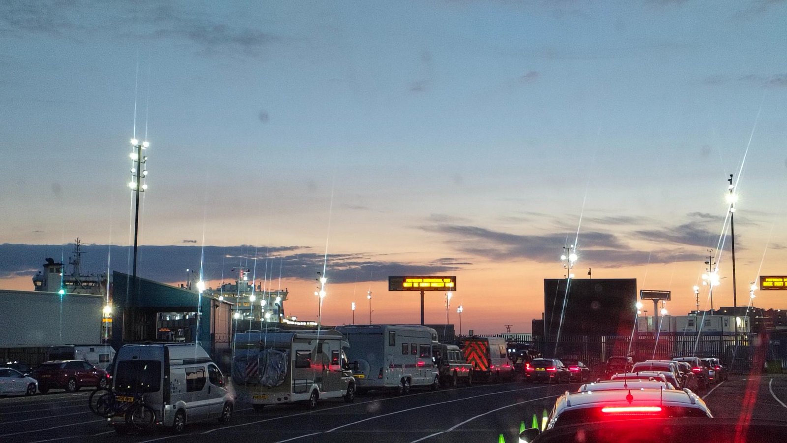 Boarding in the evening Portsmouth port to France