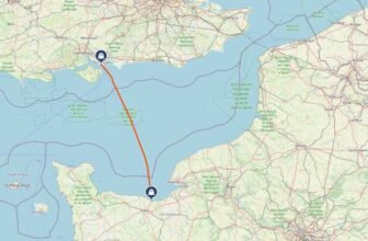 Portsmouth to Caen ferry route map