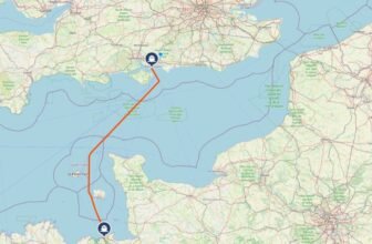Portsmouth to Saint Malo ferry route map