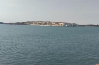 View on the Isle of Wight from Brittany Ferries Saint Malo crossing