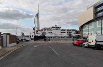 WightLink ferry docked in Portsmouth port