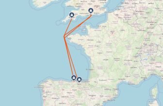 Ferries to Spain from the UK route map