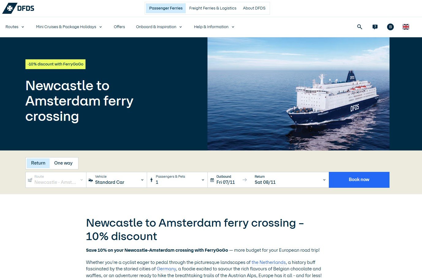 DFDS discount codes and ferry offers by Ferrygogo