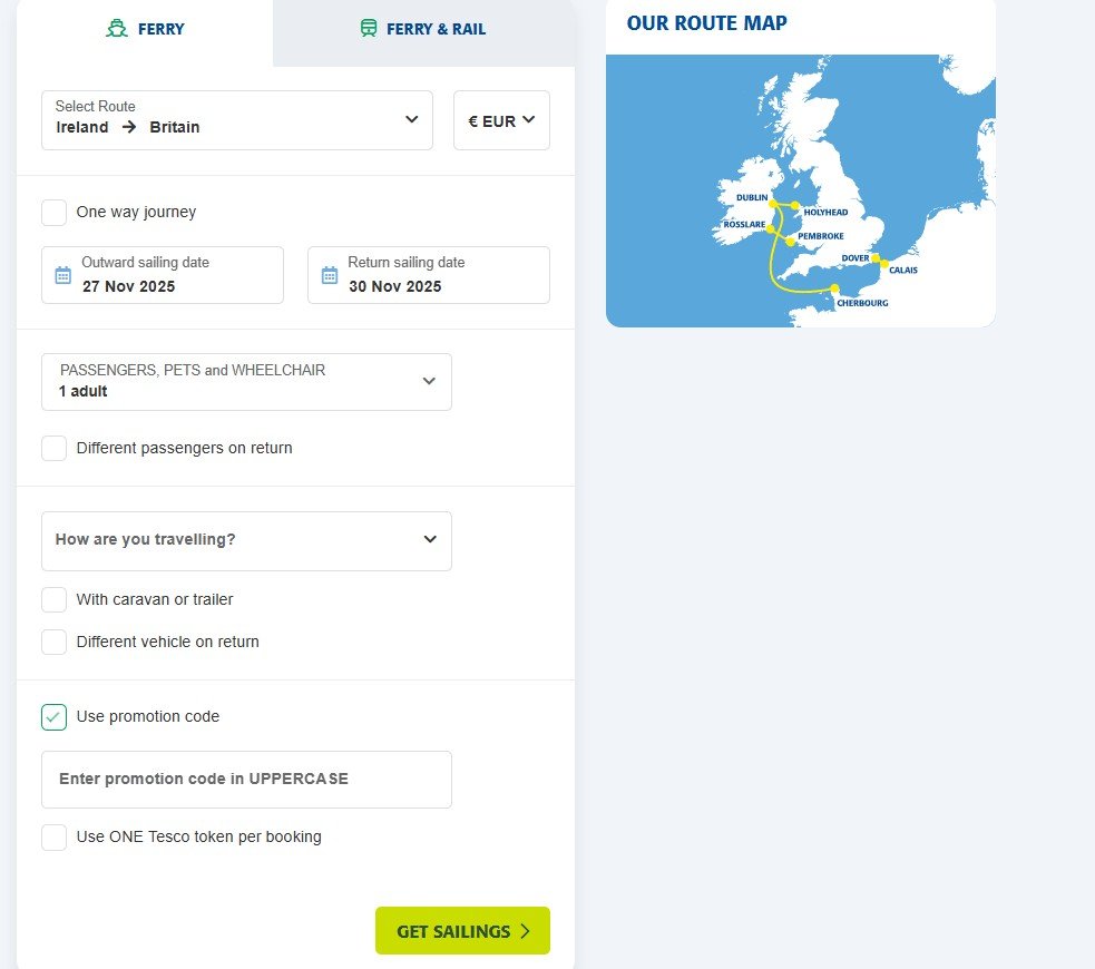 In the actual booking you can enter the promotion code after checking the promo code box