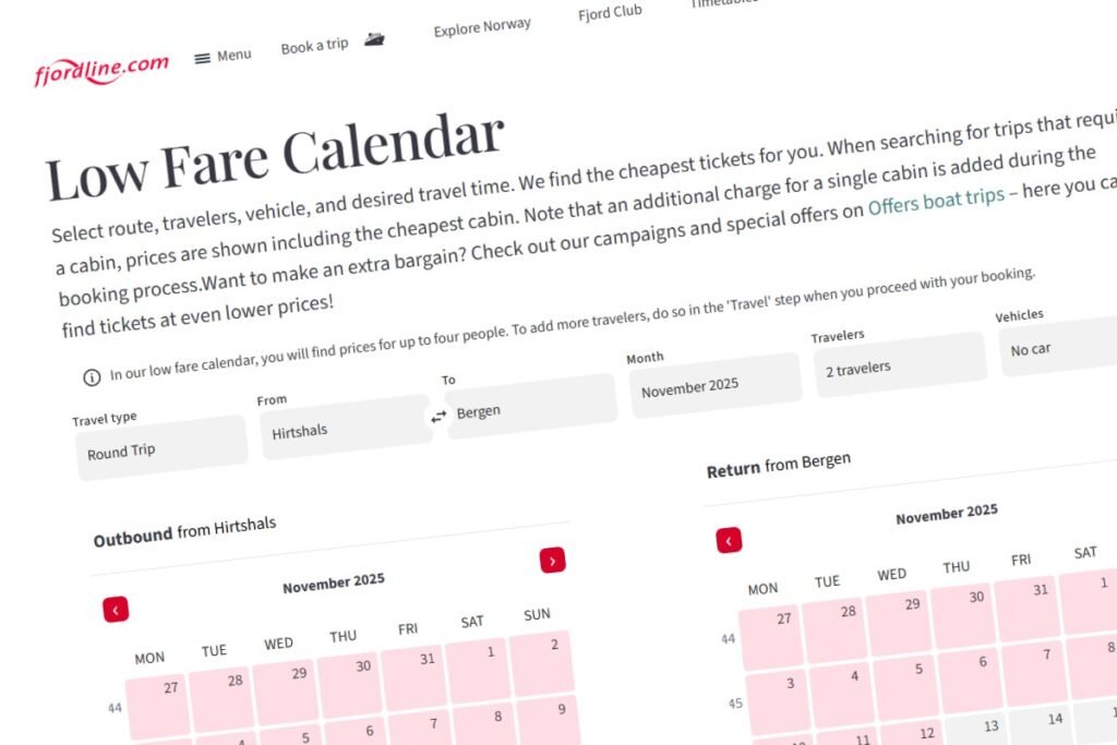 fjordline low fare calendar