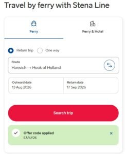 Stena Line offer code in bookingsmodule