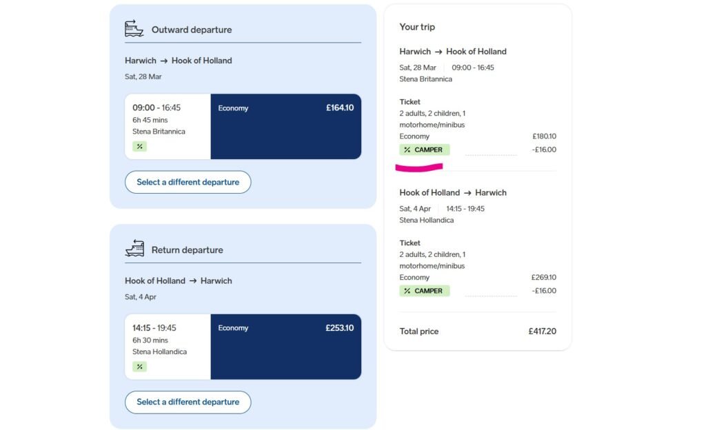 stena line offer code applied in the booking itself