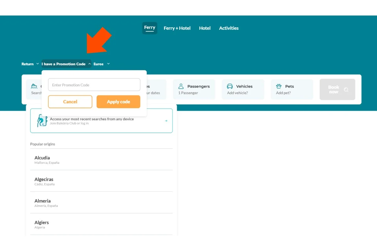 balearia promotional code