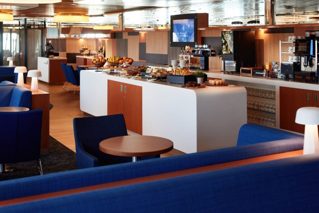 Stena Plus Lounge seating and buffet