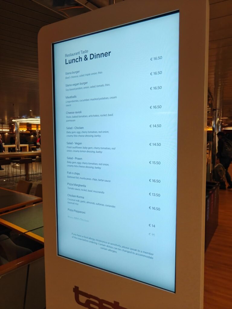 Restaurant Taste menu on Stena Hollandica