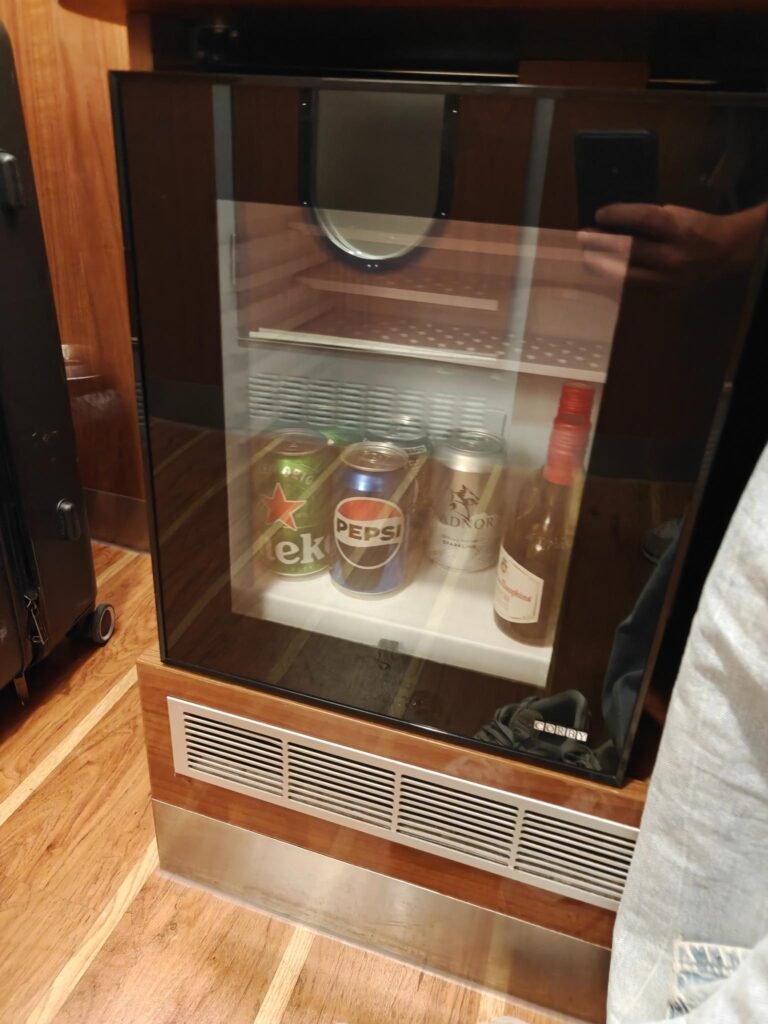 Minibar in Captain's Class room on board