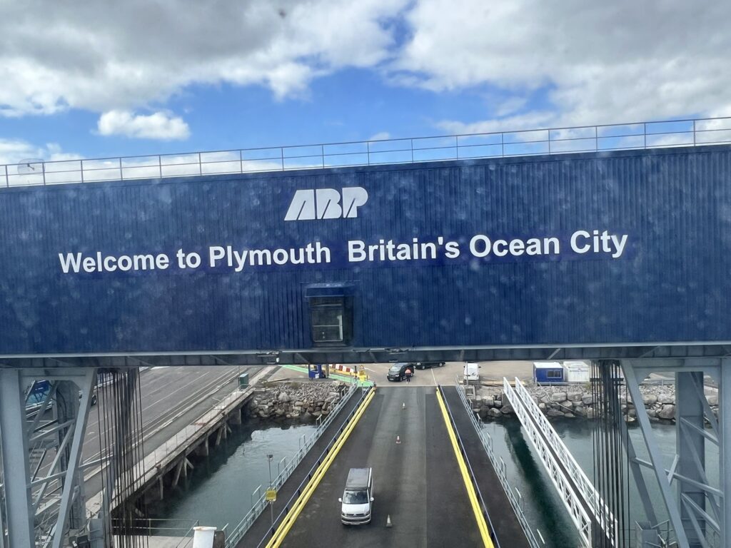 Cars waiting to board the Plymouth to Santander ferry