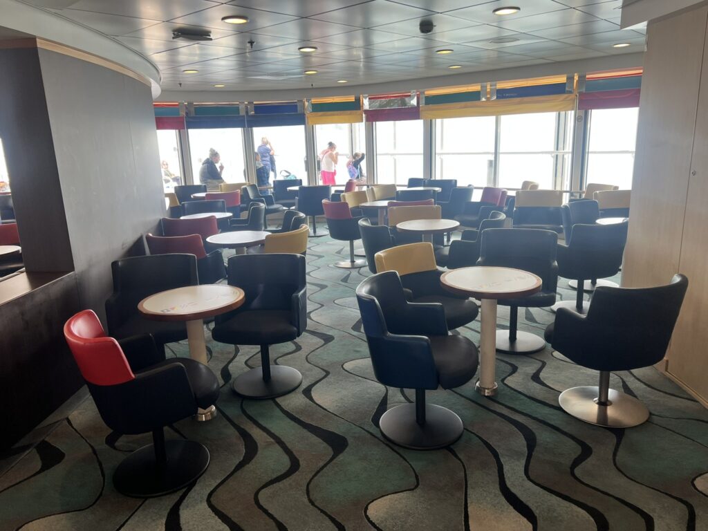Sea view from a passenger lounge aboard Pont-Aven